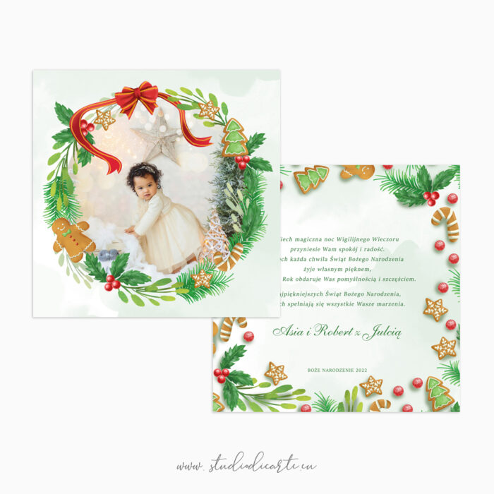 personalizowane kartki bożonarodzeniowe ze zdjęciem - karta dwustronna