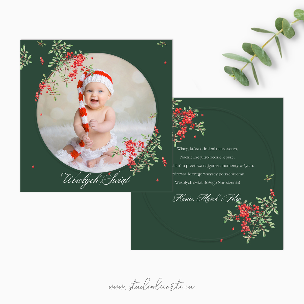 piękne karty świąteczne ze zdjęciem i życzeniami dla najbliższych na Boże Narodzenie